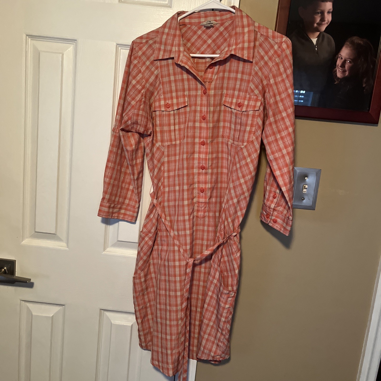 Vintage Pat Perkins Shirt Dress Small plaid pinks