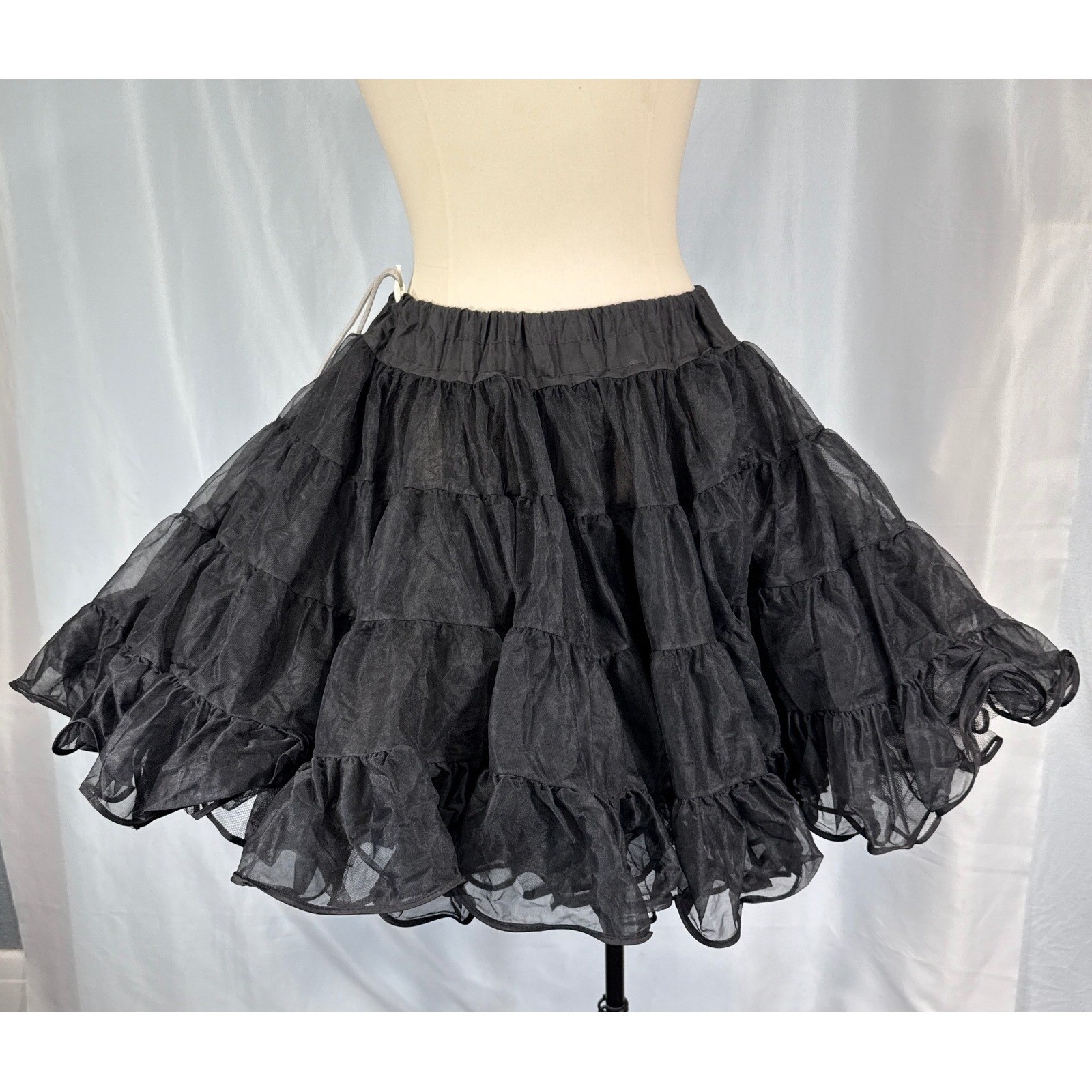 Malco Modes Partners Please Black Tiered Petticoat Crinoline Skirt Vintage Small