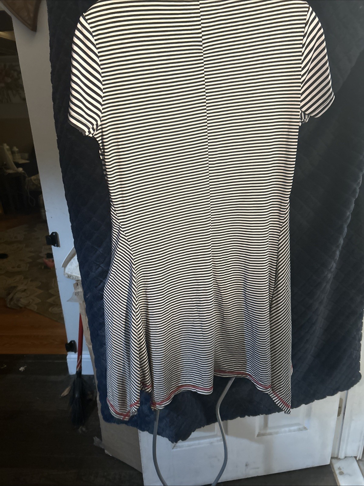 Vintage Mixed Media Funky Woman’s Black & White strip 80’s Style Fashque Dress