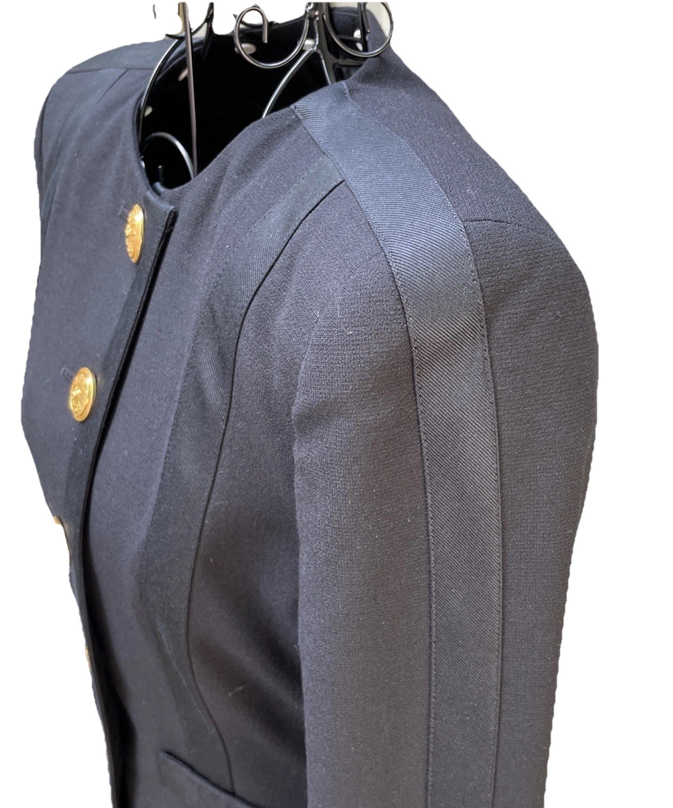 VNTG Rena Lange Structured Black Wool & Silk Blazer Jacket US4/ FR36/ GB08
