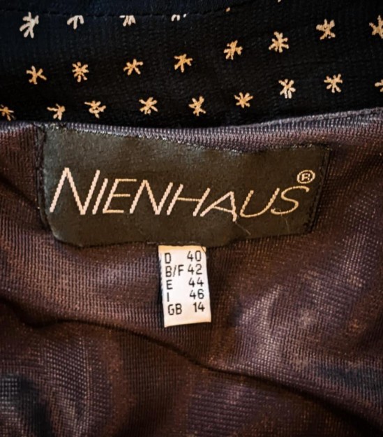 Authentic 1987 Vintage Nienhaus Munich W Germany Dark Starburst Midi Dress RARE