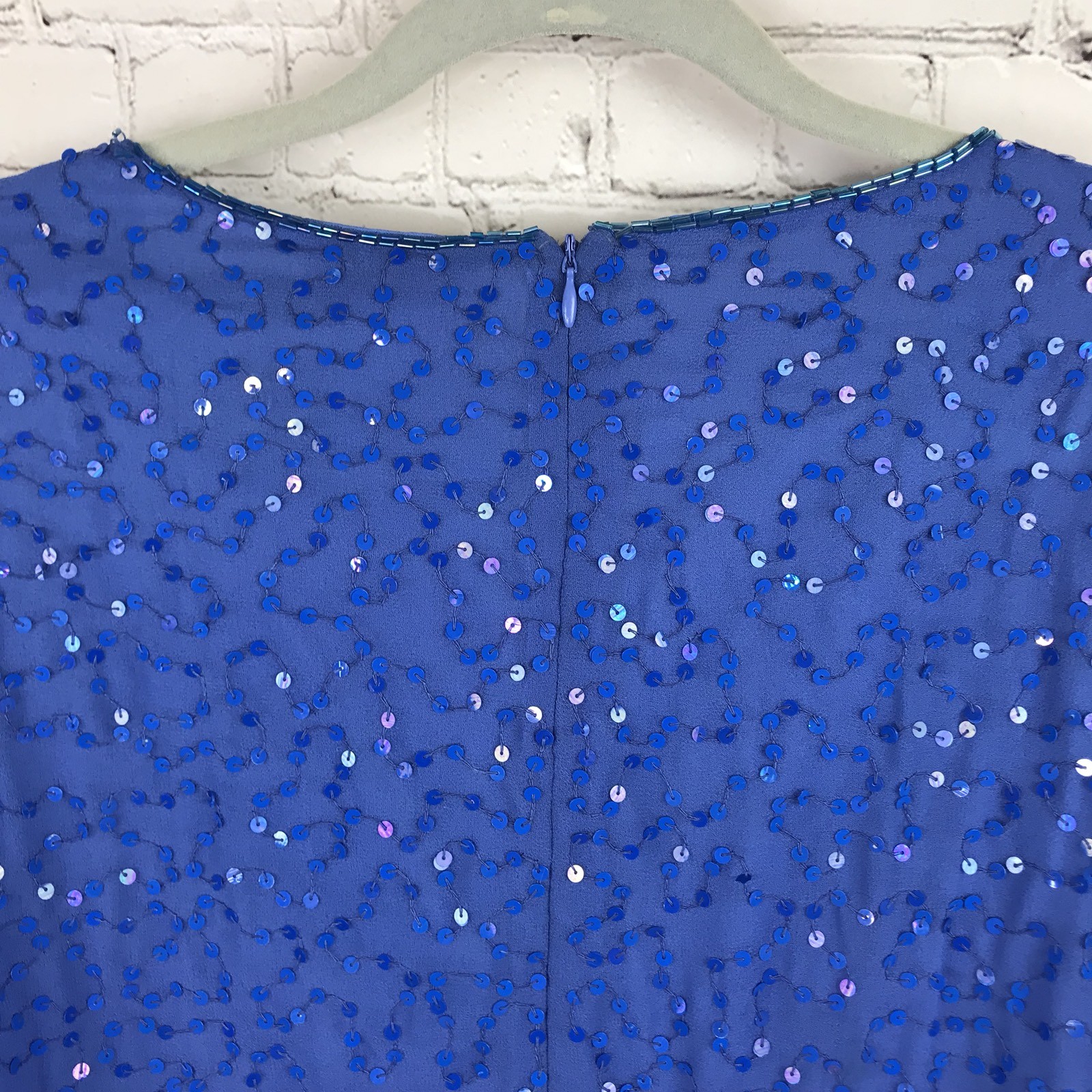 Amoureuse Womens Periwinkle Blue 2 piece Skirt Suit Beaded Sequins Top Party NWT