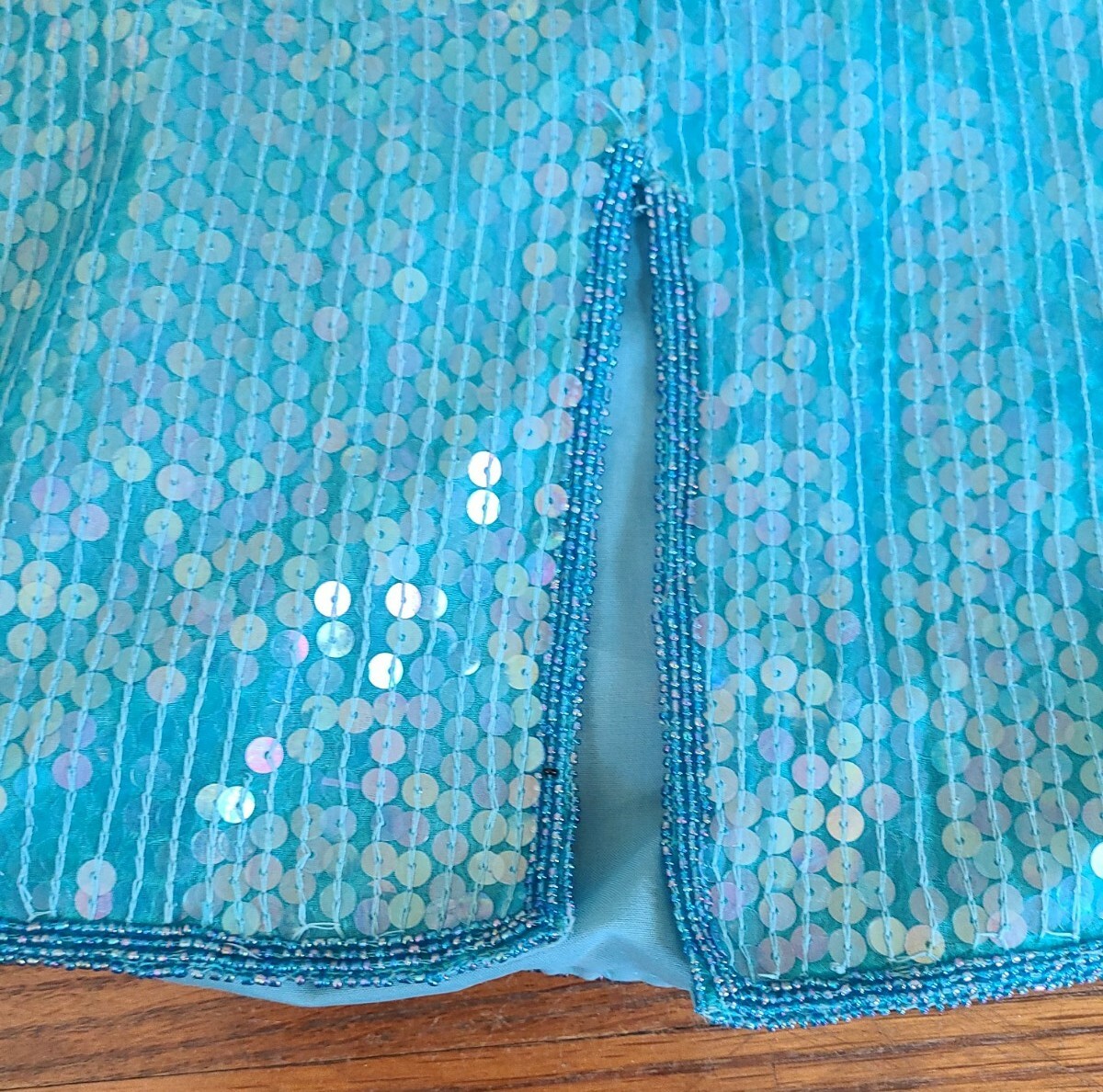 Vintage Jean for Joseph Le Bon Turquoise Sequins Dress Womans Size 28WP