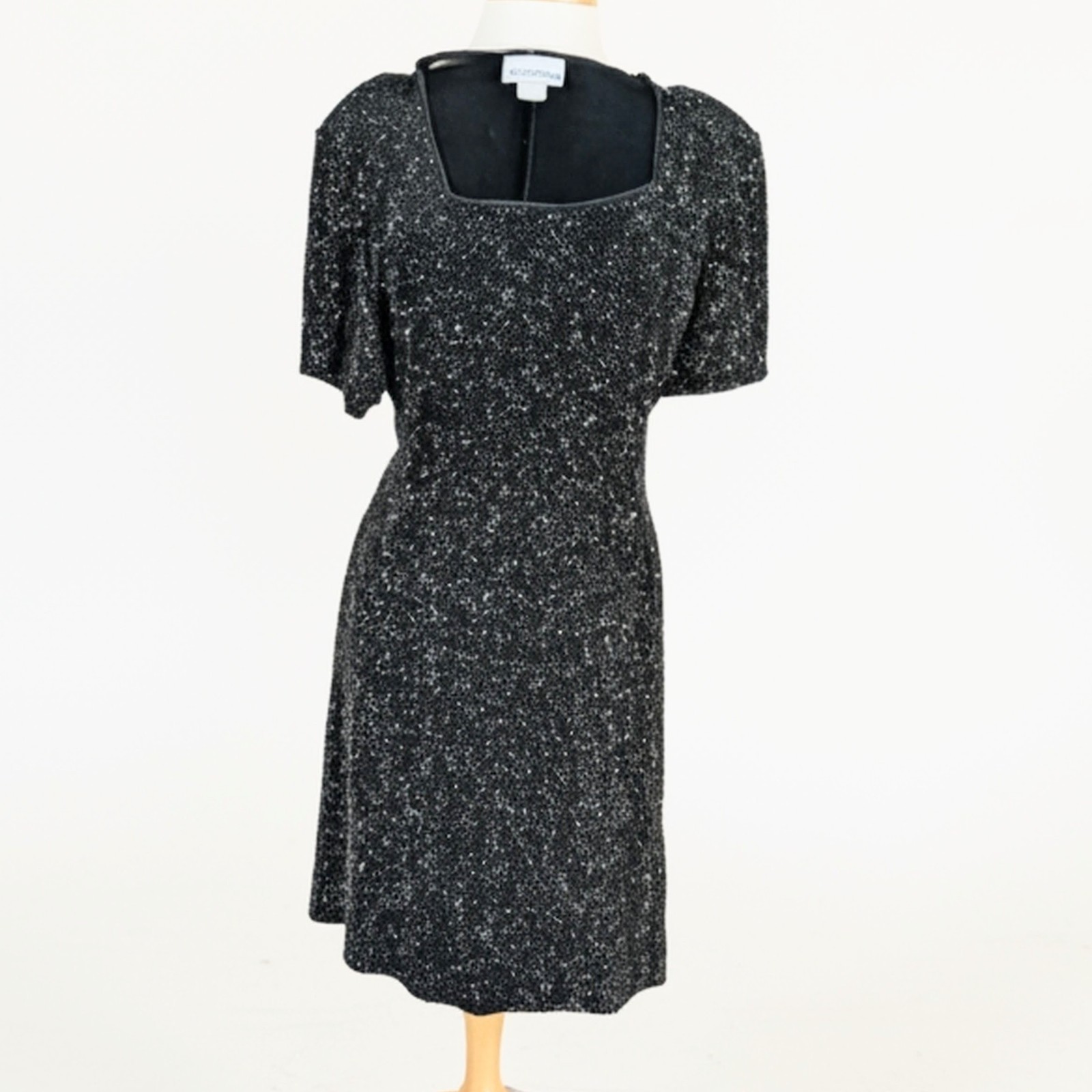 Vintage 90s Ultra Dress New York Black Silver Glitter Cocktail Dress Shift USA
