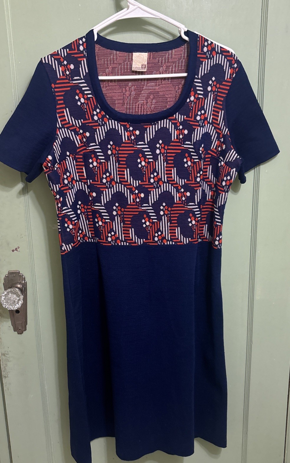 Vintage 1960s Mod Dress Germany Size M-L 38” Bust 34” W Geometric