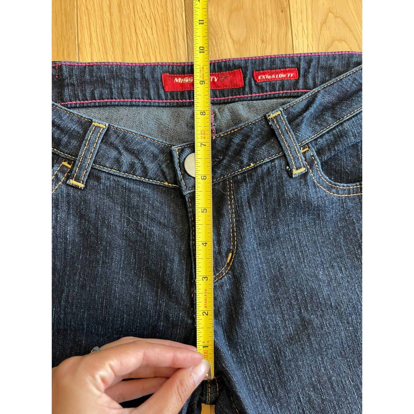 Vintage Y2K Miss Sixty Extra Low Rise Bootcut Denim Jeans Dark Wash Womens 28×32