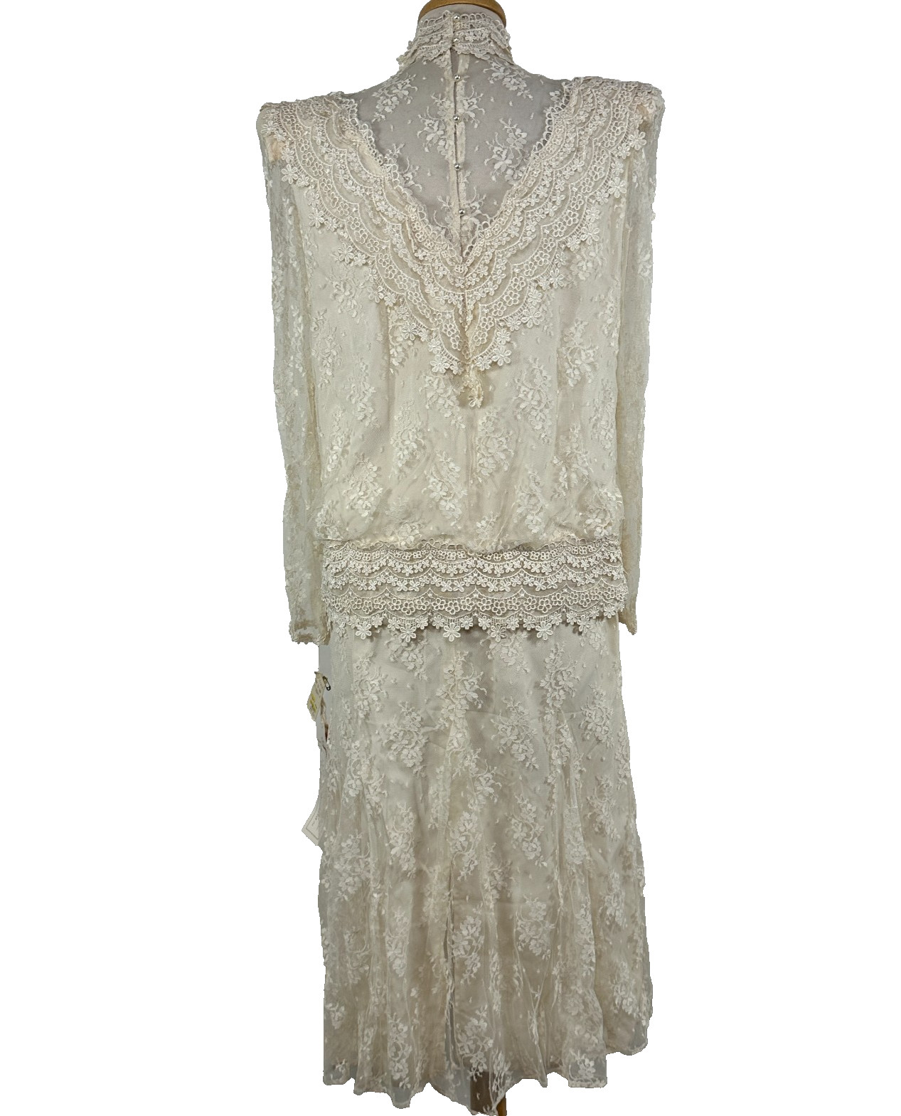 VTG 70s 80s Barbara Chodos Michael Marcella Lace 2 Pc Flapper Set Sz 12 NWT