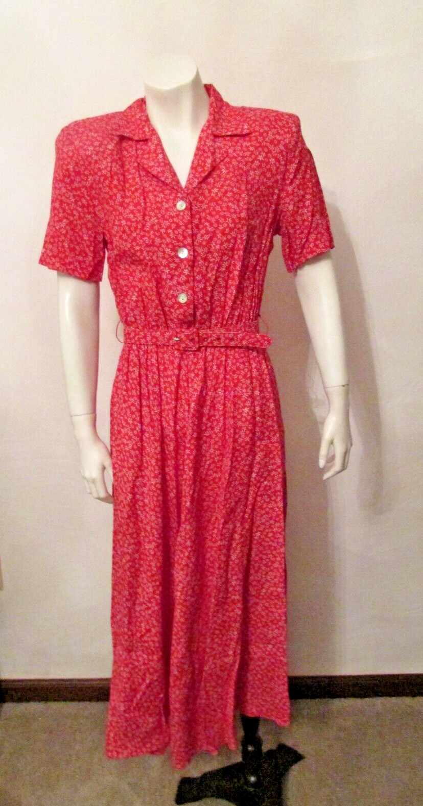 Carol Anderson Floral Rayon Belted Secretary Tea Garden Party Dress 2 USA made