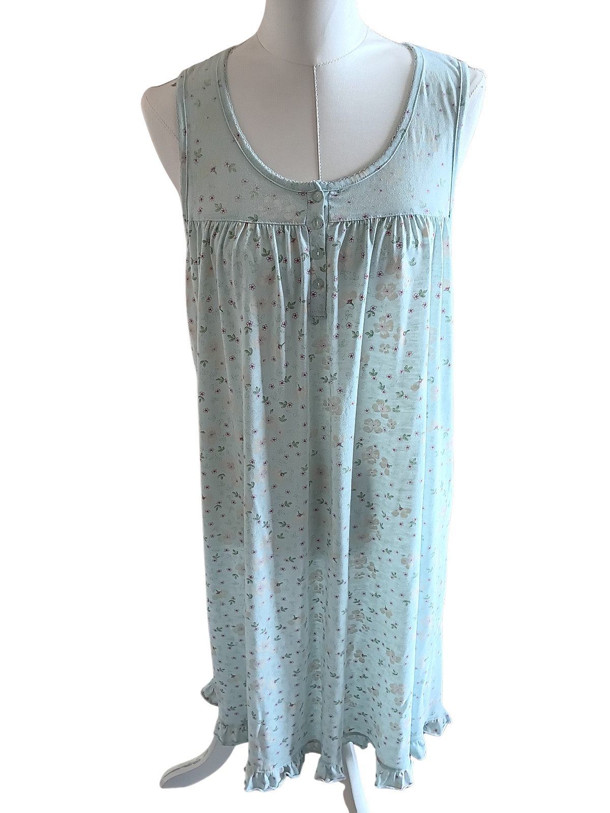 Vintage 90s Vanity Fair Floral Print Nightgown Dress Cottagecore Coquette