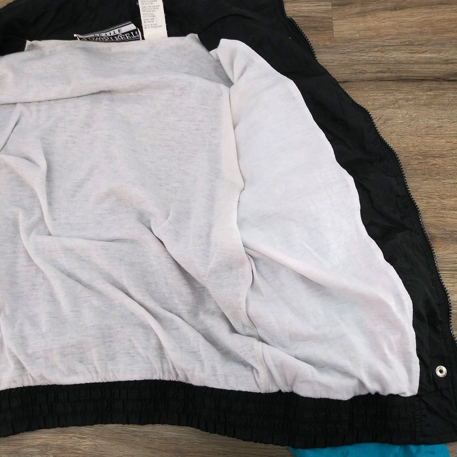 Longstreet Petite Windbreaker Jacket Womens PM Black Pink Teal Zipped Vintage