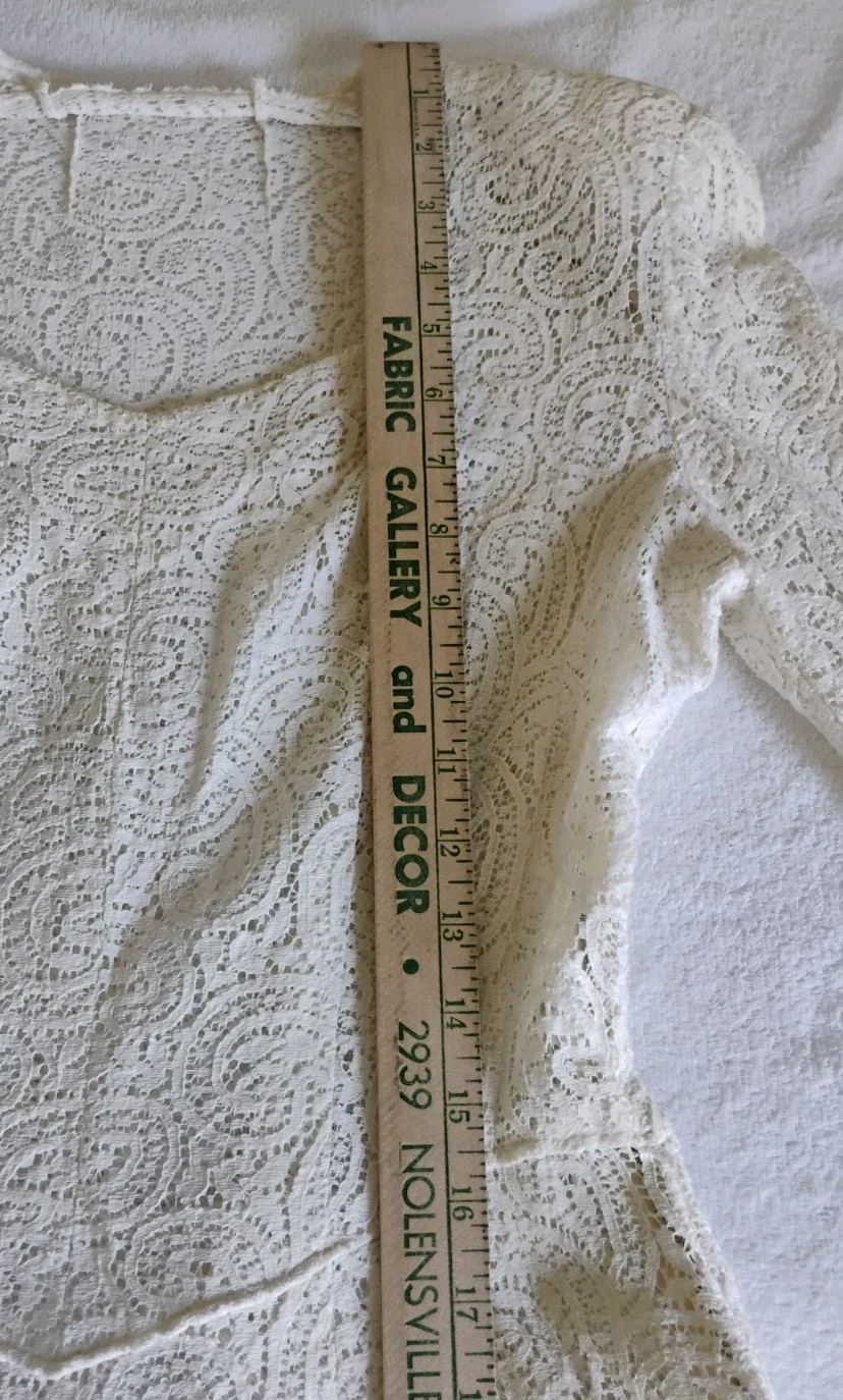 Vtg Lace Wedding Gown Dress Cream Ren Fair Cottage Tea Length 60’s Handmade S