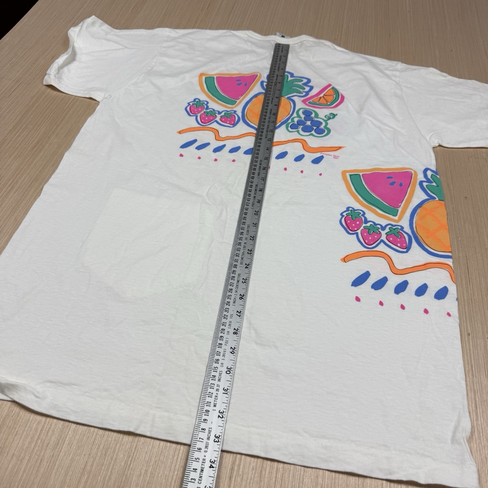 vtg Gopher Sport Fruit 90s One Size Beach Cover Up T Shirt Dress Abstract Art