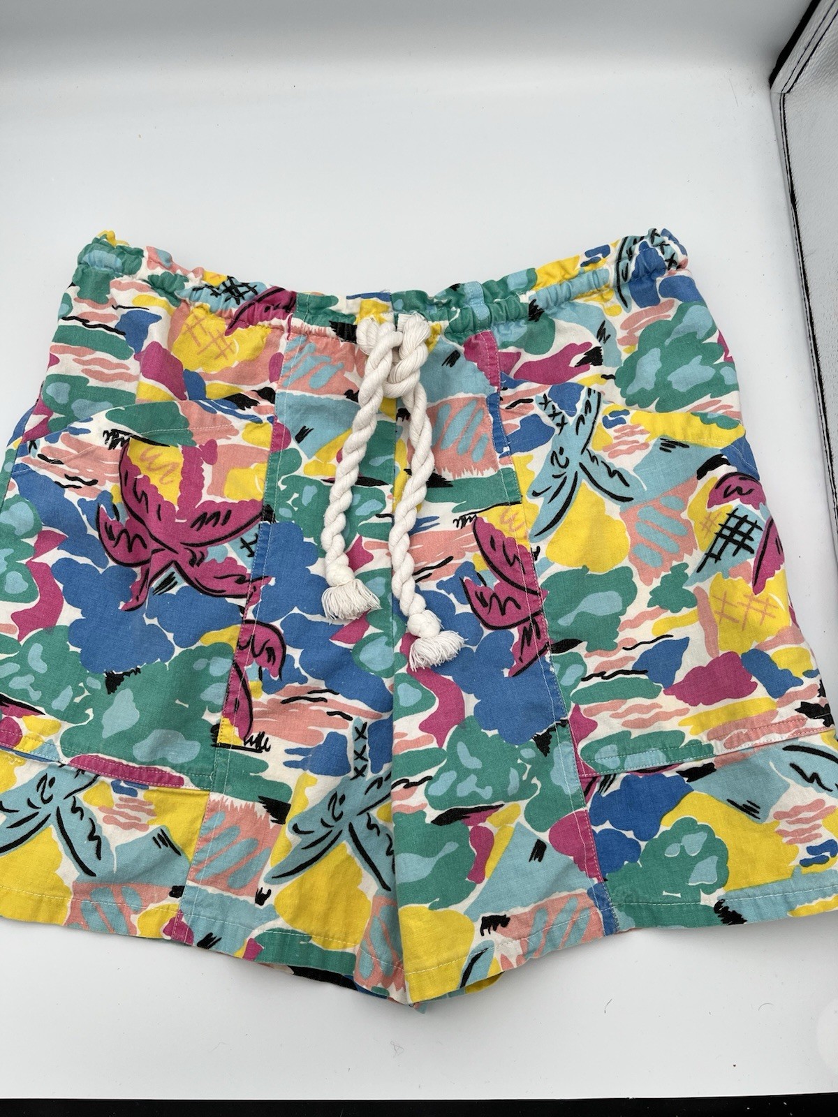 Vintage 80s California Splash Women’s Shorts Small AOP Beach Palm Tree Retro