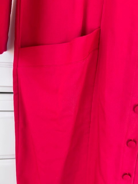Lerner! Vtg Womens Dress Red Mod 60s 70s Retro Shift Midi Covered Buttons