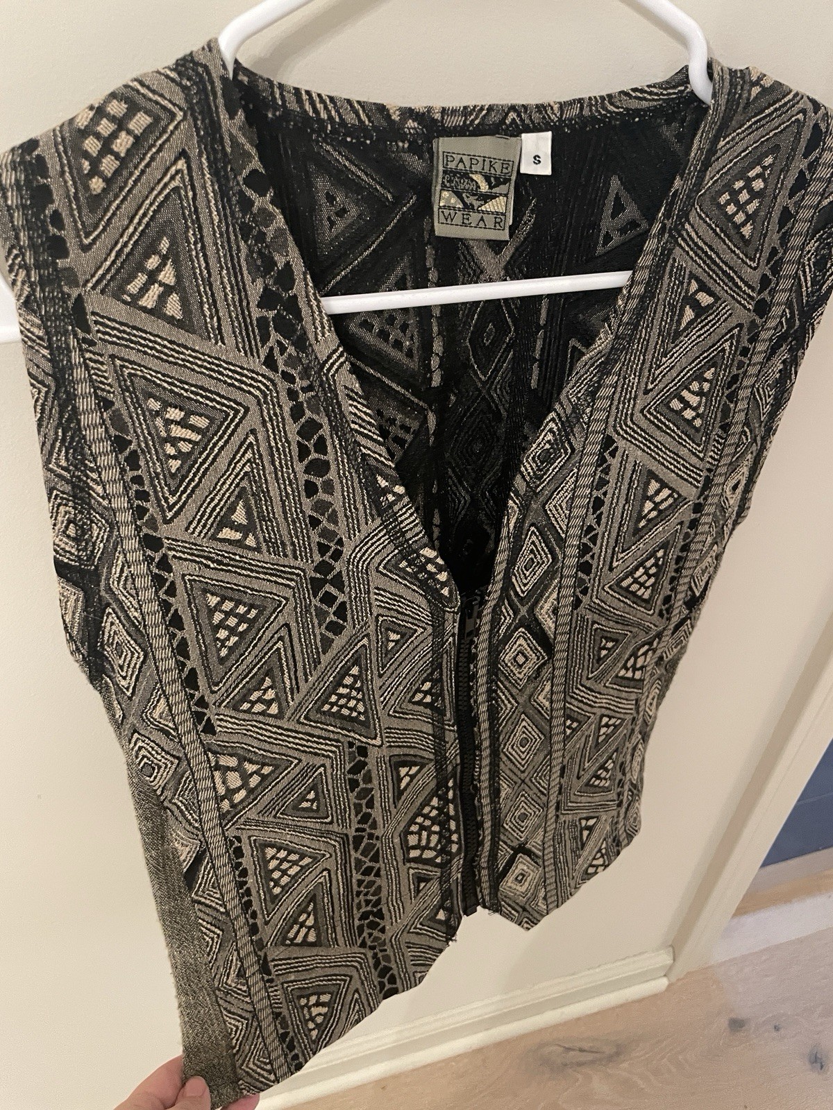 Vintage 90s Vest Top with Zipper, Embroidery Tribal Shirt Indie Sleaze Tank Rare