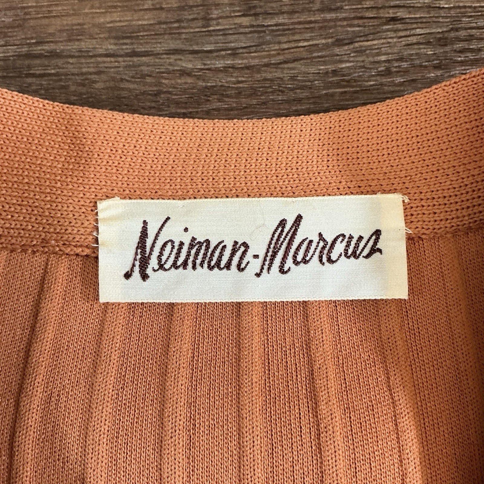 60s 70s VTG Neiman Marcus Orange Knit Plaid Drop Waist Dress Size 10 ILGWU #38D7