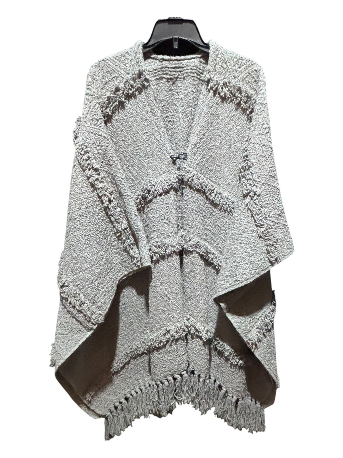VTG Handmade Heavy Grey Poncho Unisex L Boho EUC