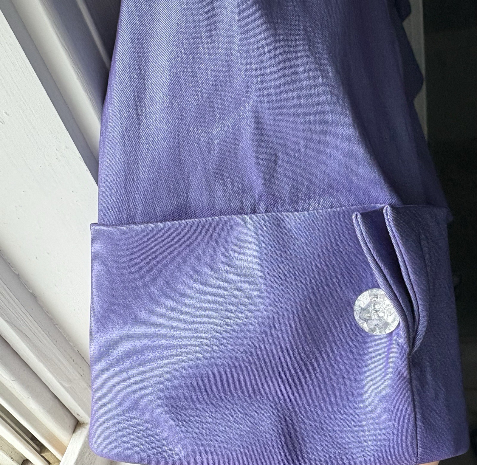 Vintage Formal Purple Metallic Blouse with Rhinestone Embellishment Women’s M
