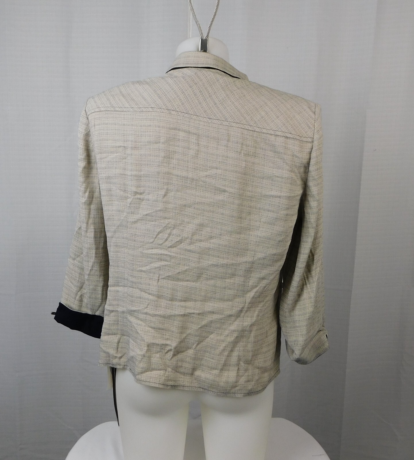 Vintage Perceptions by Irene B Button-Up Collared Suit Jacket Size 10 Beige-Navy
