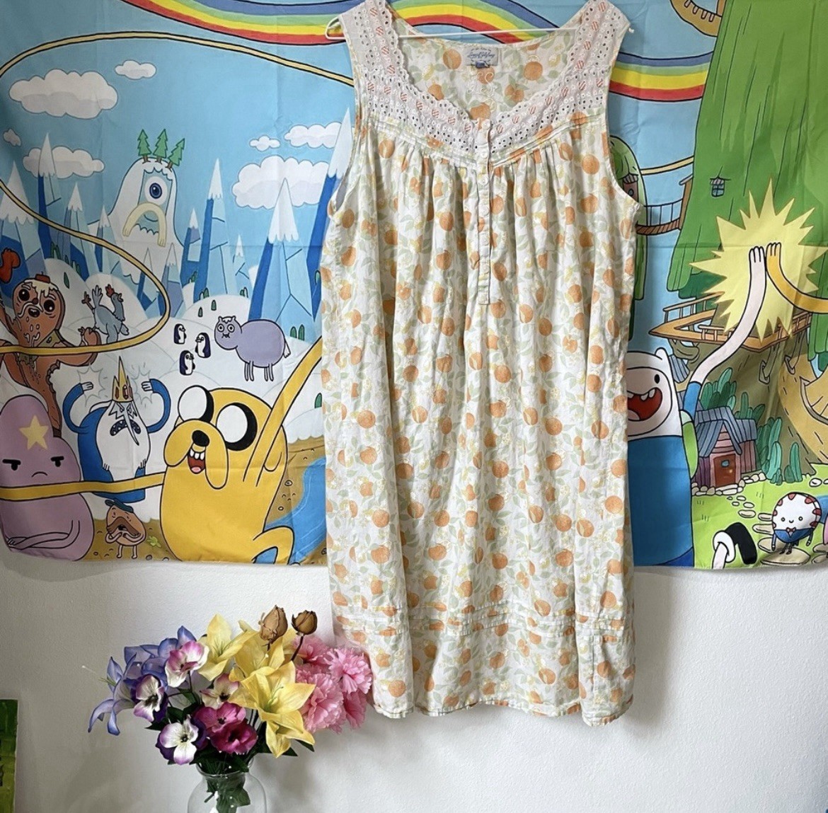 Vintage Lanz of Salzburg citrus Orange print flowy summer house dress