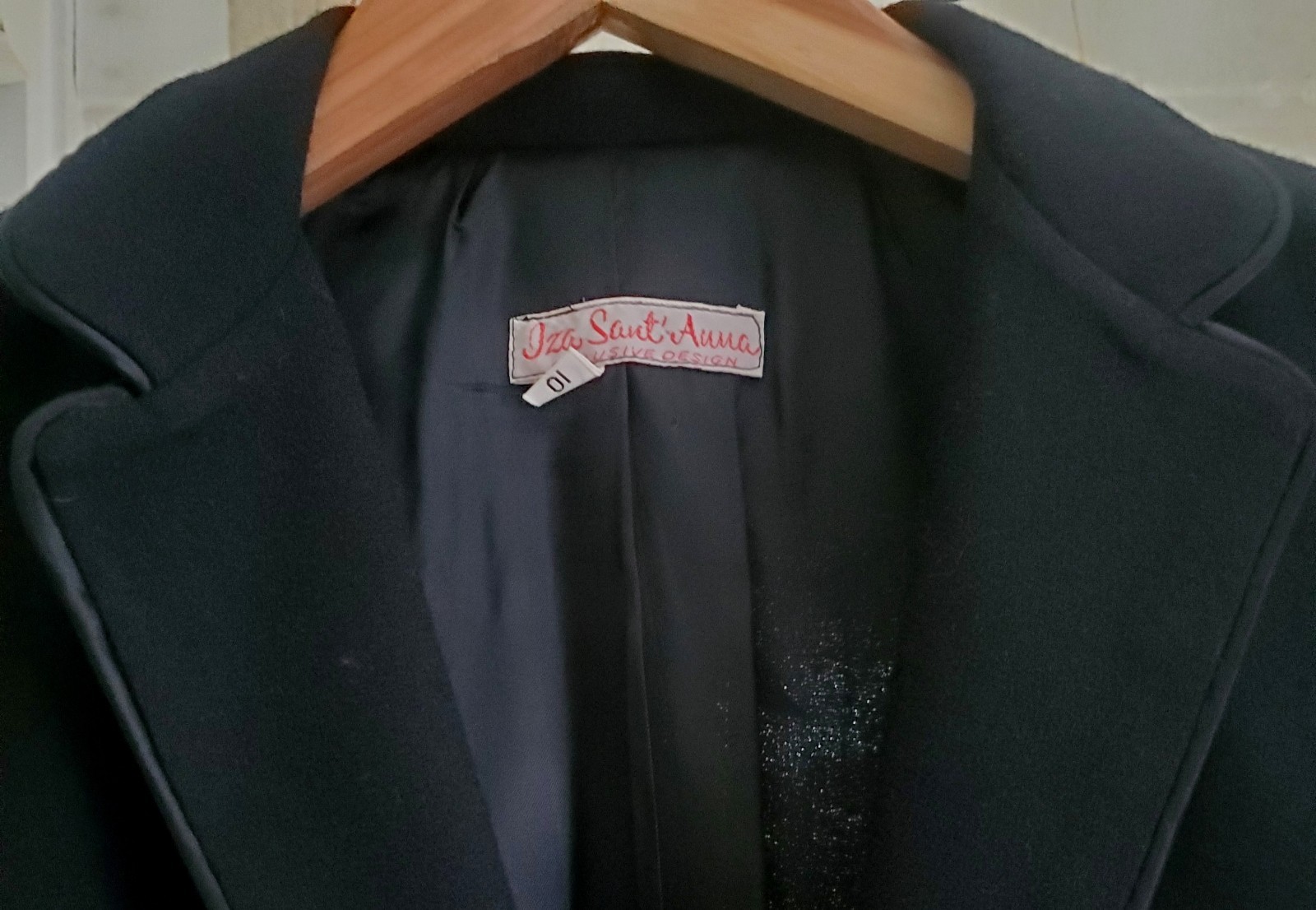 Vintage Iza Sant’ Anna Black Wool Crepe Blazer Jacket