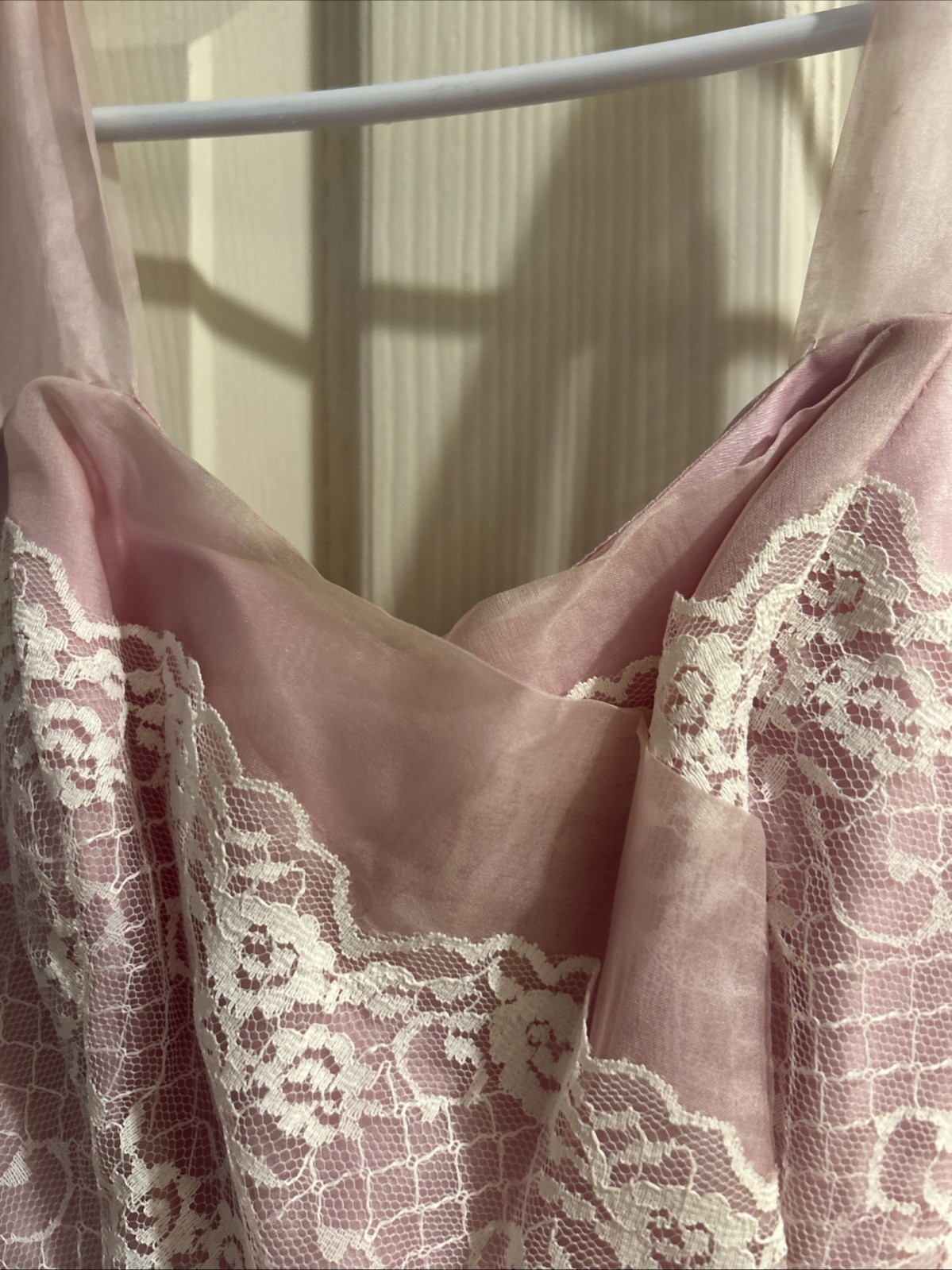 1950 Vintage Pastel Pink Tiered Ruffled Tulle Dress Gown Cup Cake Union Made