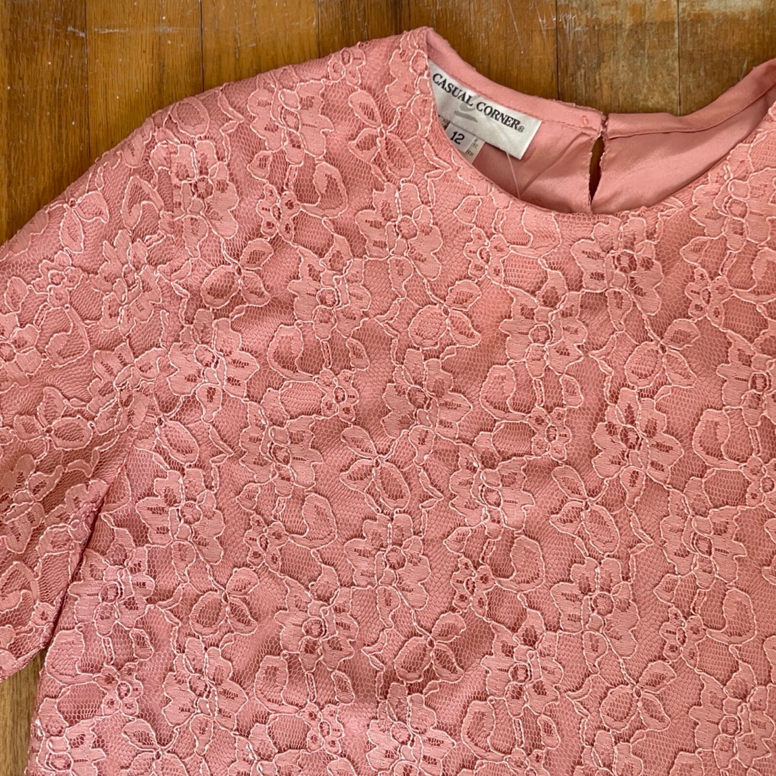 Vintage Mesh Floral Lace Top Womens Size Large 90s Pink Alencon Lace Top