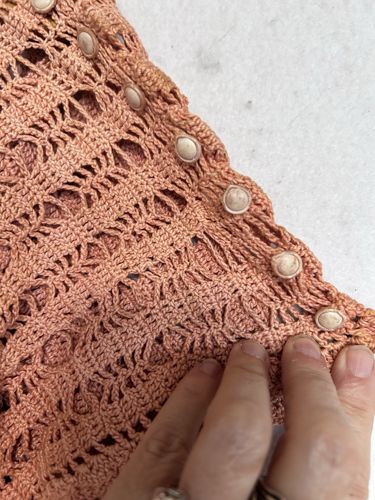 Vintage 1930s 40s Pink Crochet Dress Midi Stretch Art Deco Knit Flapper Sz M