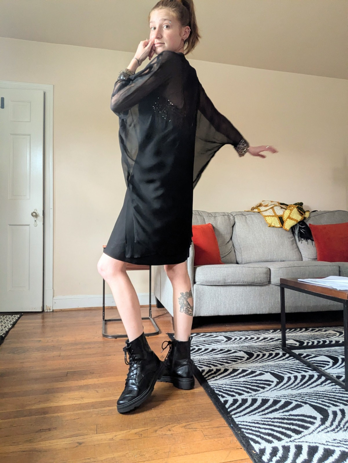 60s Shift Dress with Metallic Sequins and Sheer Jacket