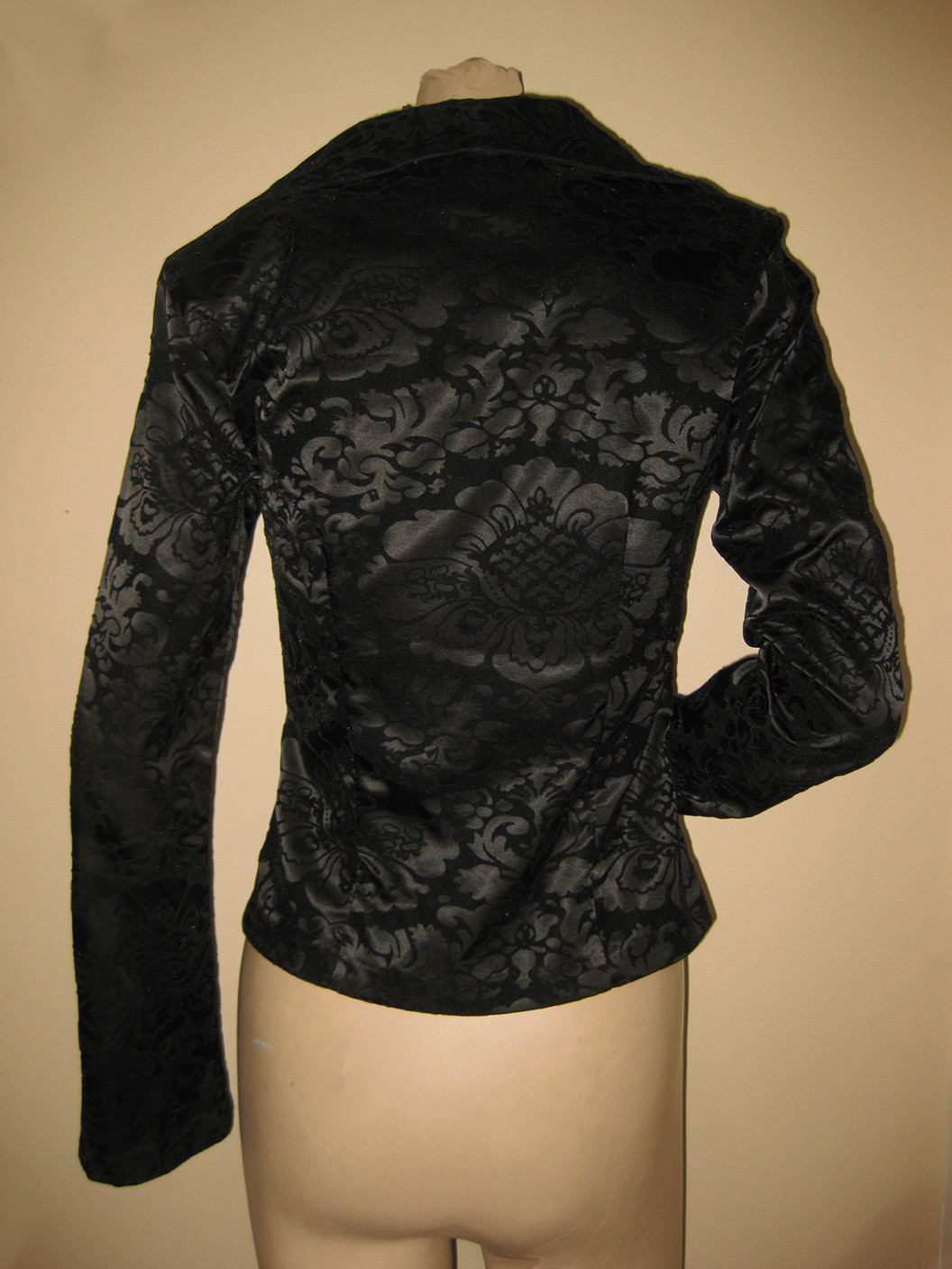 GORGEOUS! Mandee Gothic Victorian Black Velvet Floral Brocade Blazer Jacket XS/S