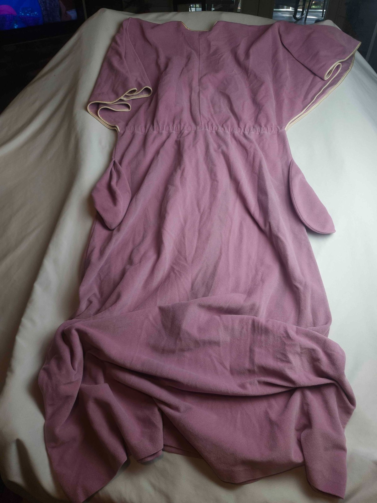 VTG 70s Vanity Fair Pink Velour Robe M Zip Front Drawstring Lounger Housecoat