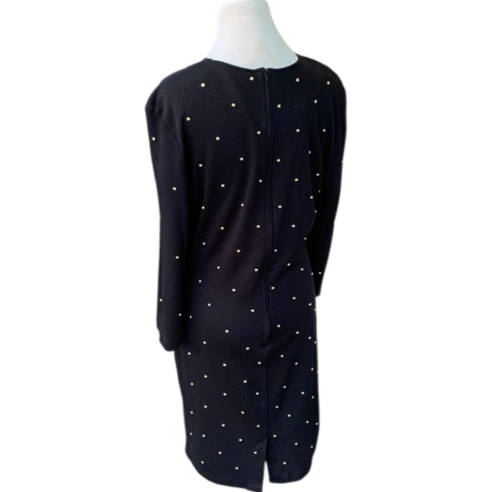Vintage Hearts Pearl Embelished Long Sleeve Midi Dress With Shoulder Pads