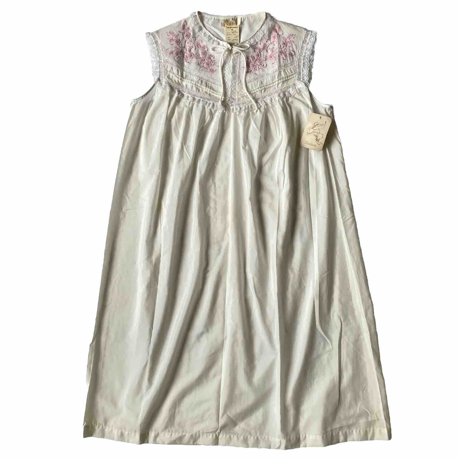 NEW VTG Barbizon Nightgown S Tags Cottagecore Lace Pink Floral Blendaire Batiste