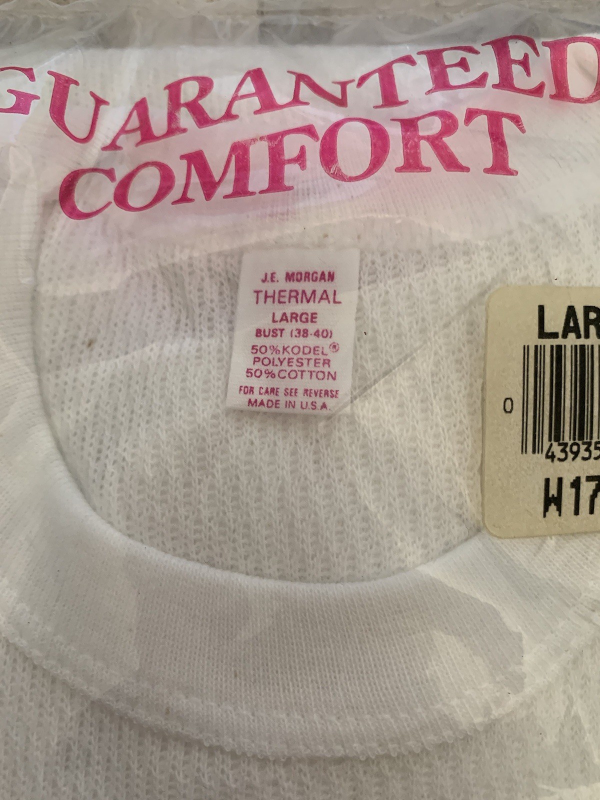 vintage JE MORGAN COZY ladies long sleeve thermal shirt L White waffle knit