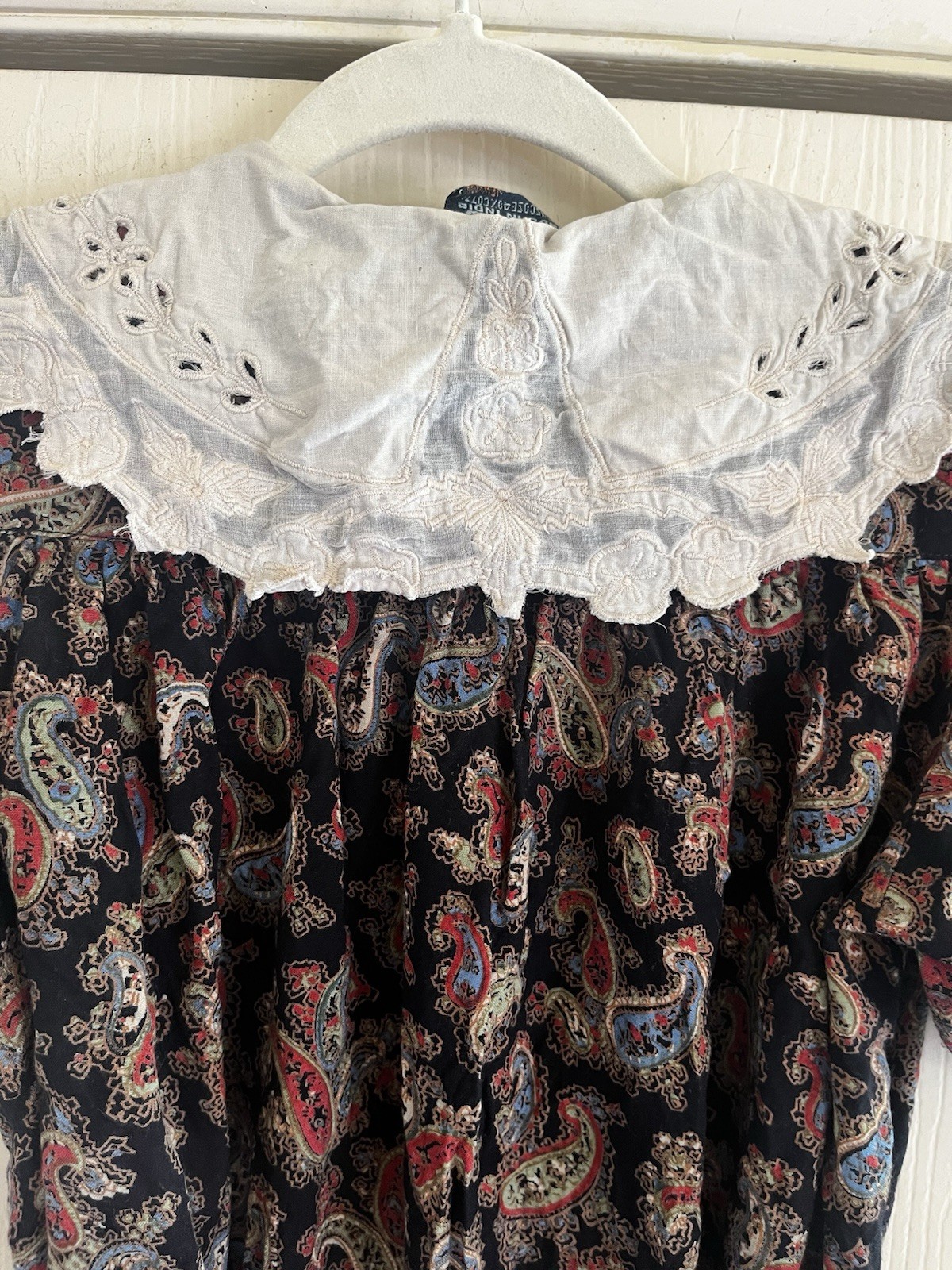 VTG 70s PHOOL Cottagecore Embroiderd Lace Prairie Farmers Daughter Dress S