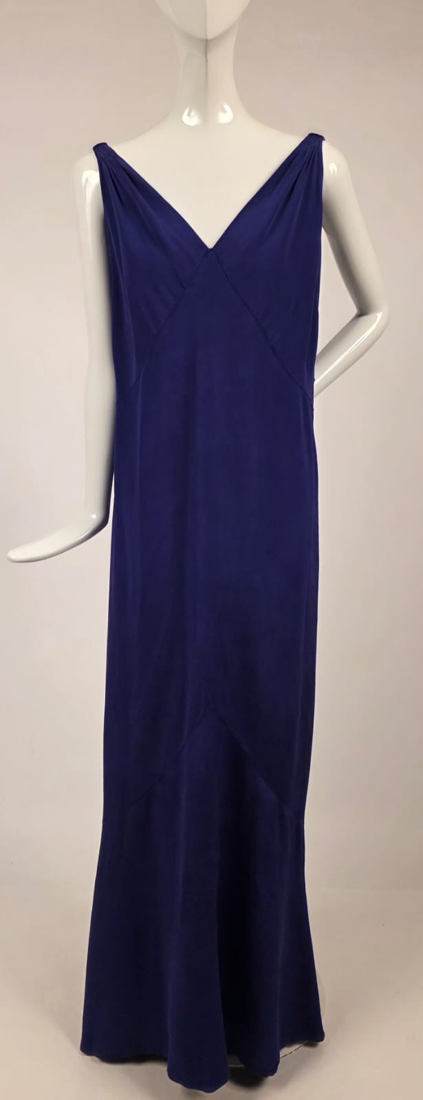 LUX + LONG 1930’S PURPLE CREPE GOWN DRESS W LONDON LABEL