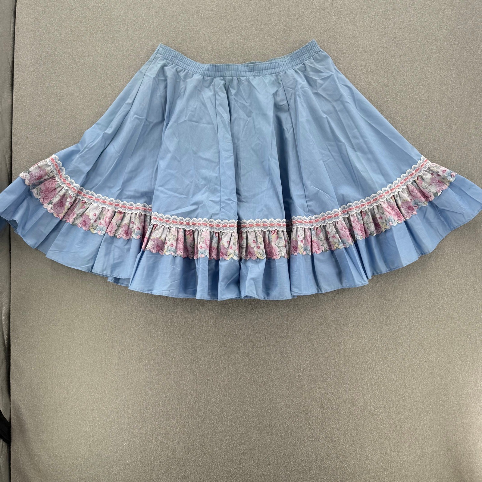 Vintage Square Dance Outfit Western Prairie Full Circle Skirt Ruffle Blouse XL
