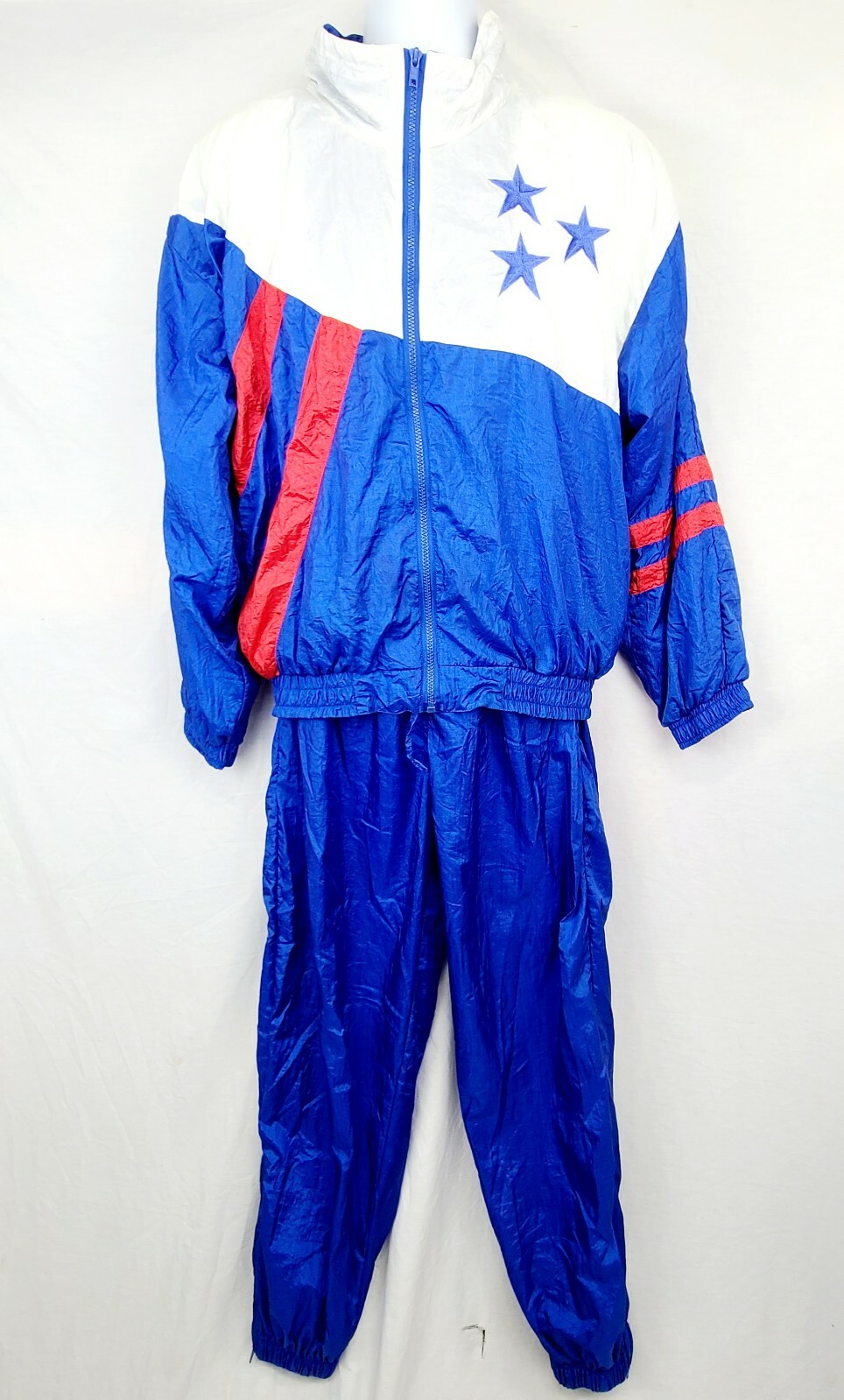 Vtg Mens Basic Rituals Track Suit Size L Jacket Pants Red White Blue Patriotic