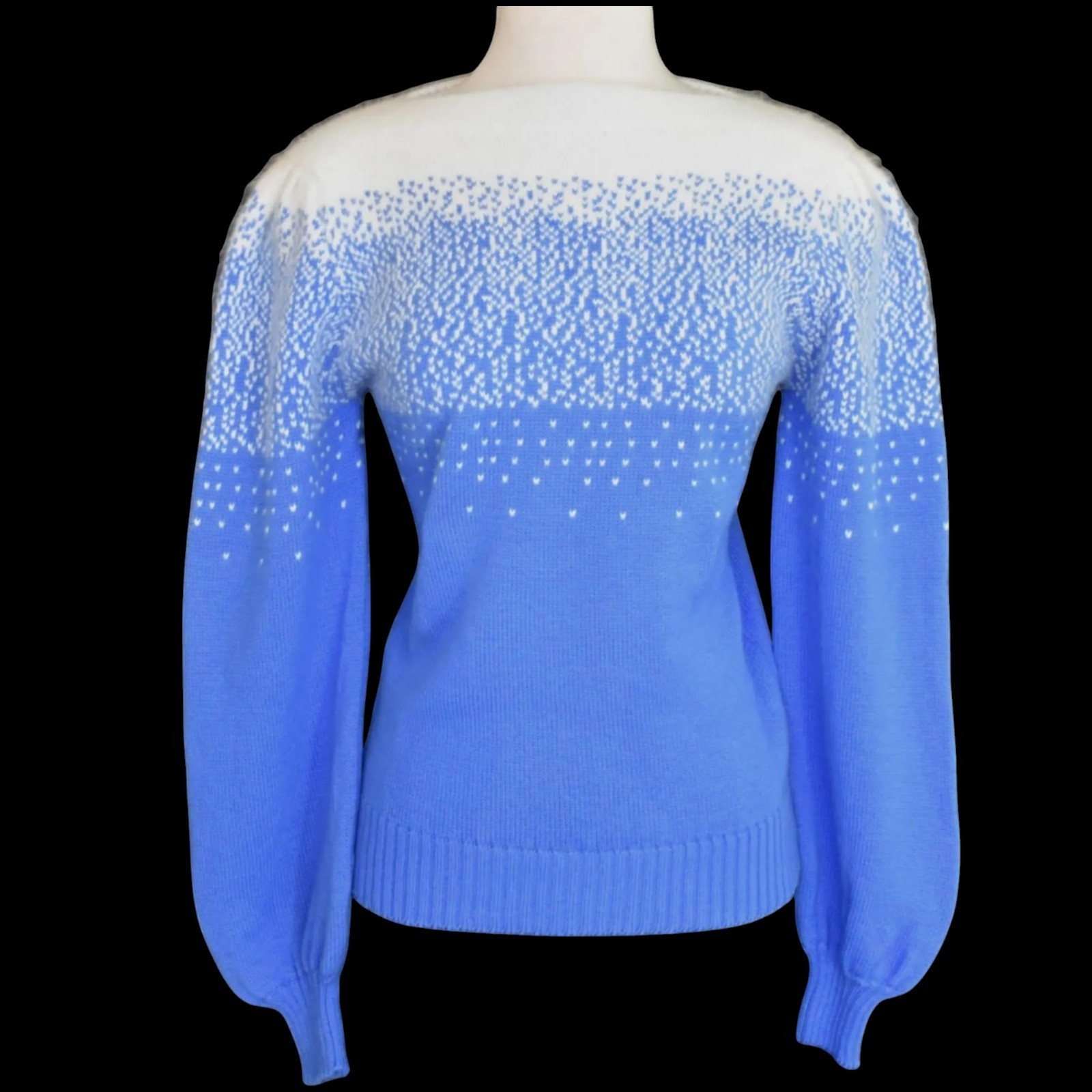 Vintage 80s Meister Intarsia Knit Pullover Ski Sweater Size Small