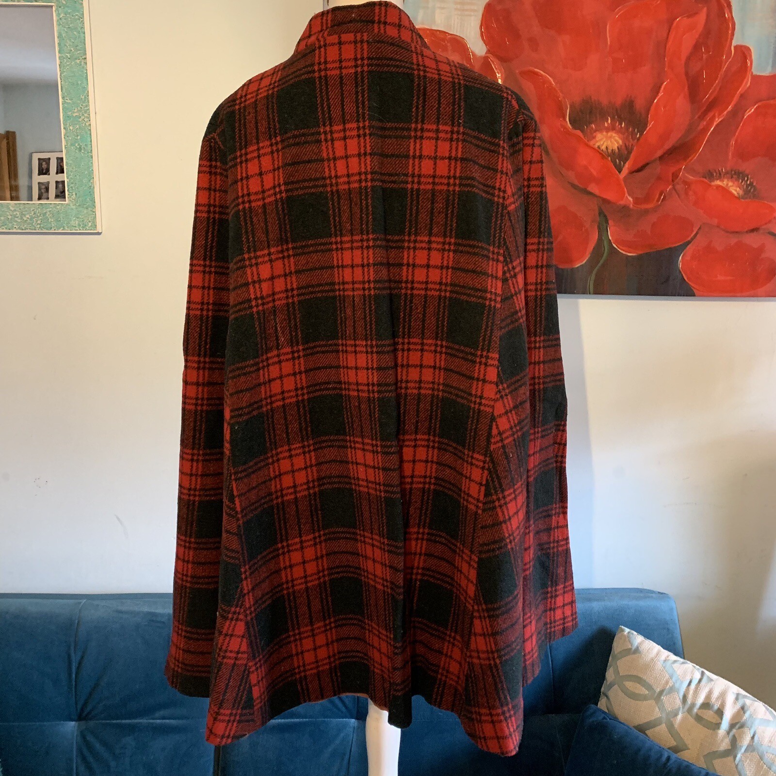 Mod Vintage Tartan Red Plaid Wool Queen Of Capes Country Place Jacket Shawl