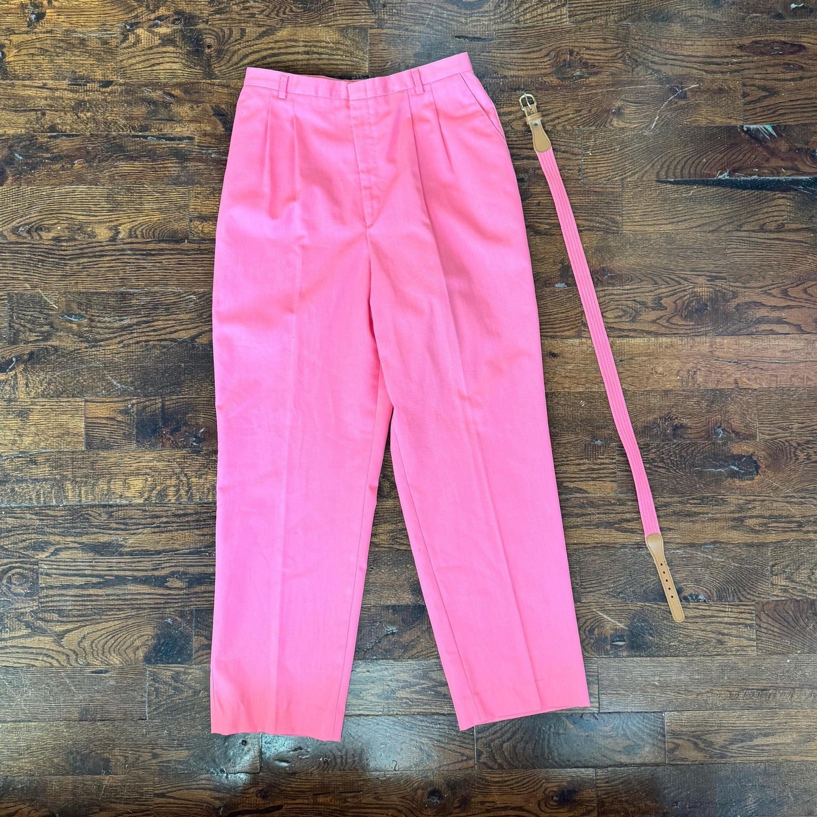 80s Vintage Pink Pleated Front Pants 30 x 29 Golf Trousers