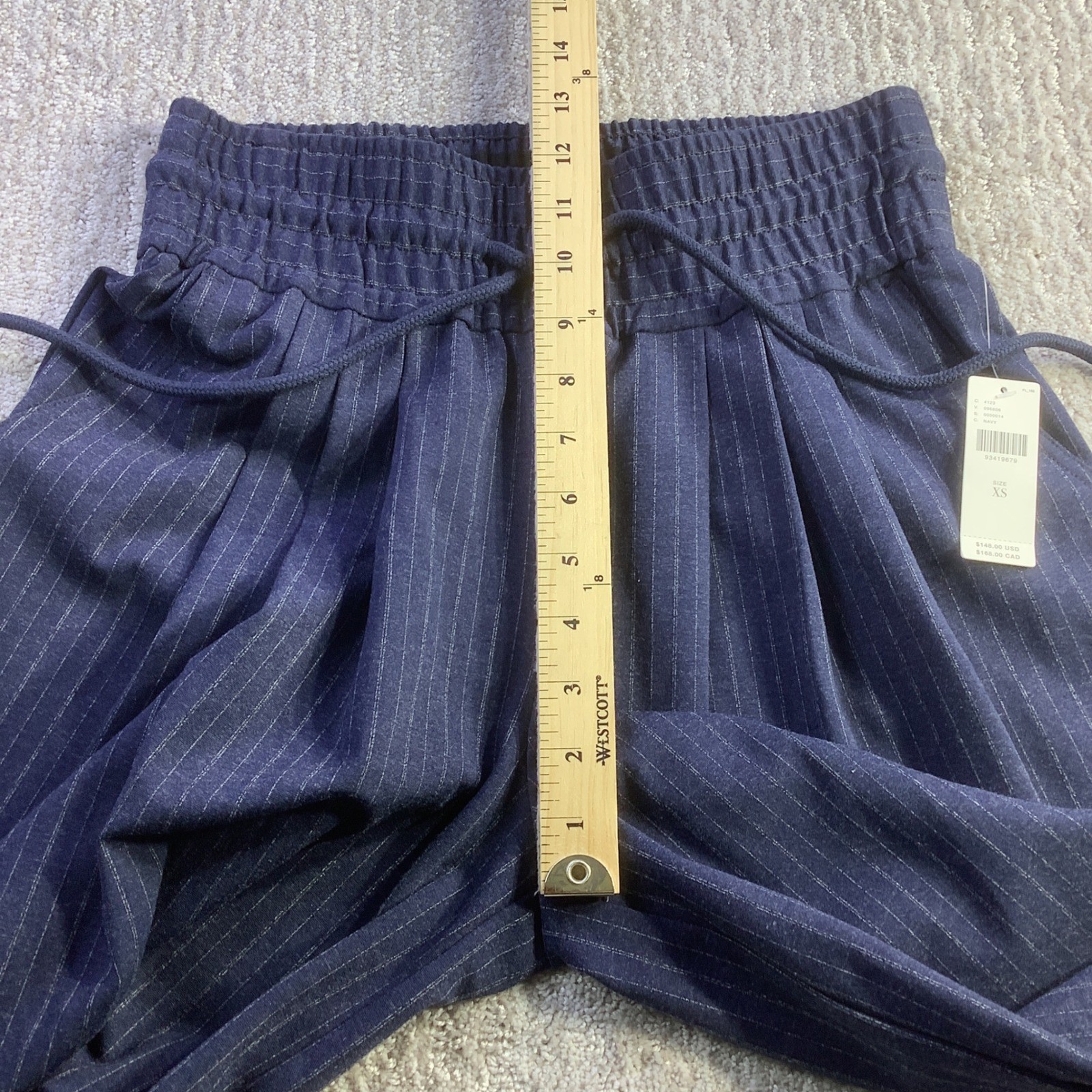 Anthropologie Maeve Navy Pinstripe Wide Leg Elastic Waist Pants Size XS NWT