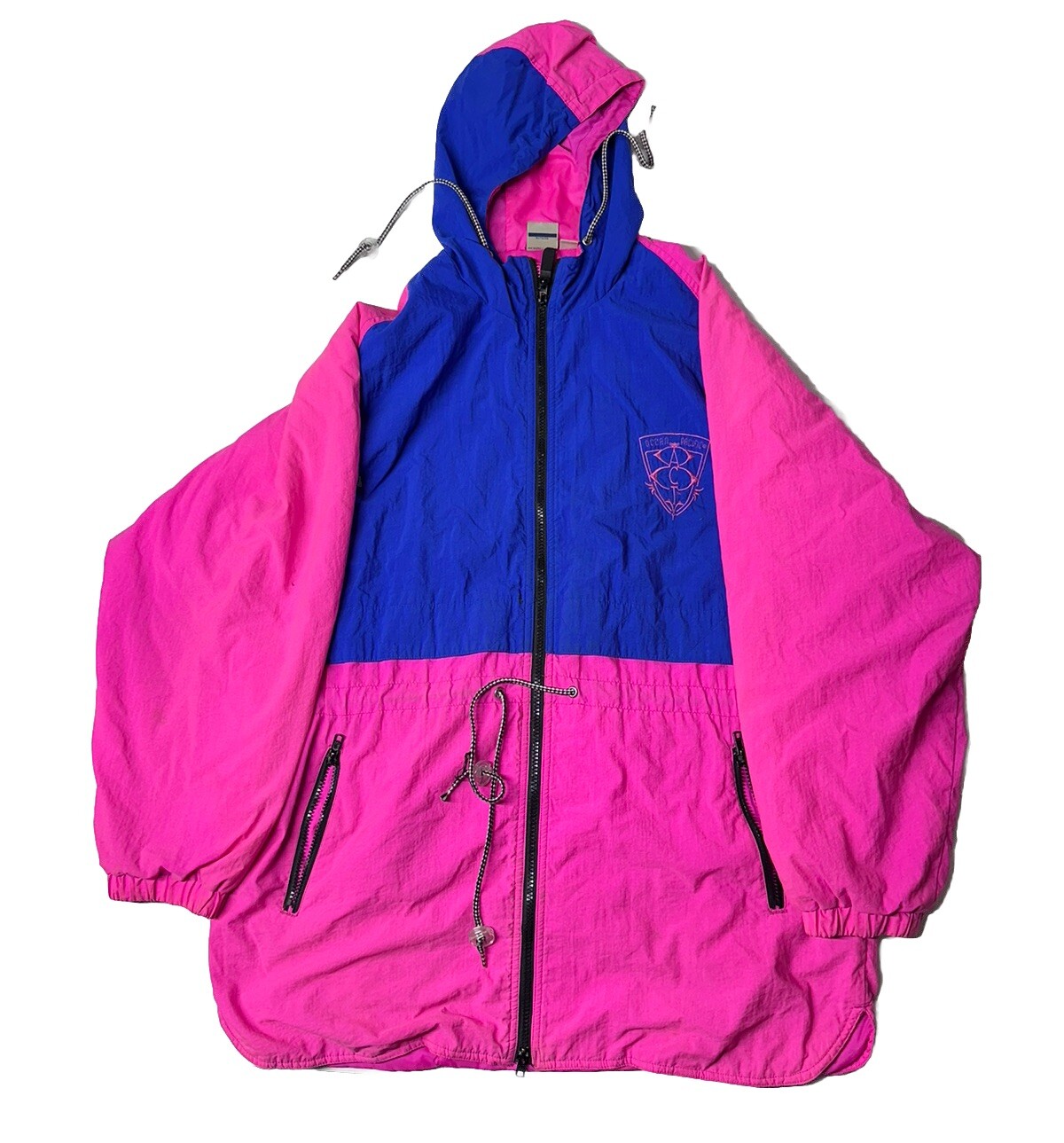 Vintage Juniors Large Ocean Pacific OP Purple Pink Windbreaker Jacket Has Stains