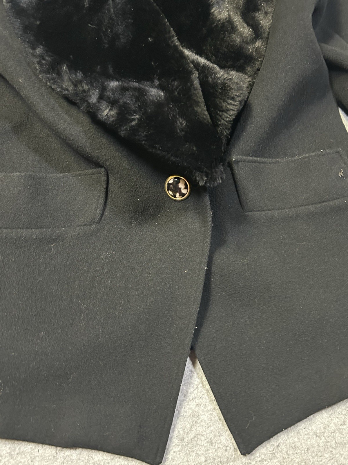 VTG Cache d’Or (Mansfield) Cashmere/Wool Coat Removable Faux Collar Glam L 12