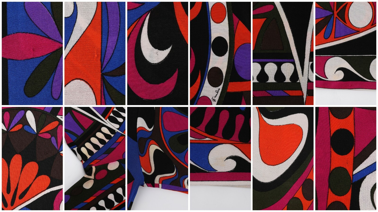 EMILIO PUCCI c.1960’s Geometric Wave Abstract Signature Print Silk Jersey Top