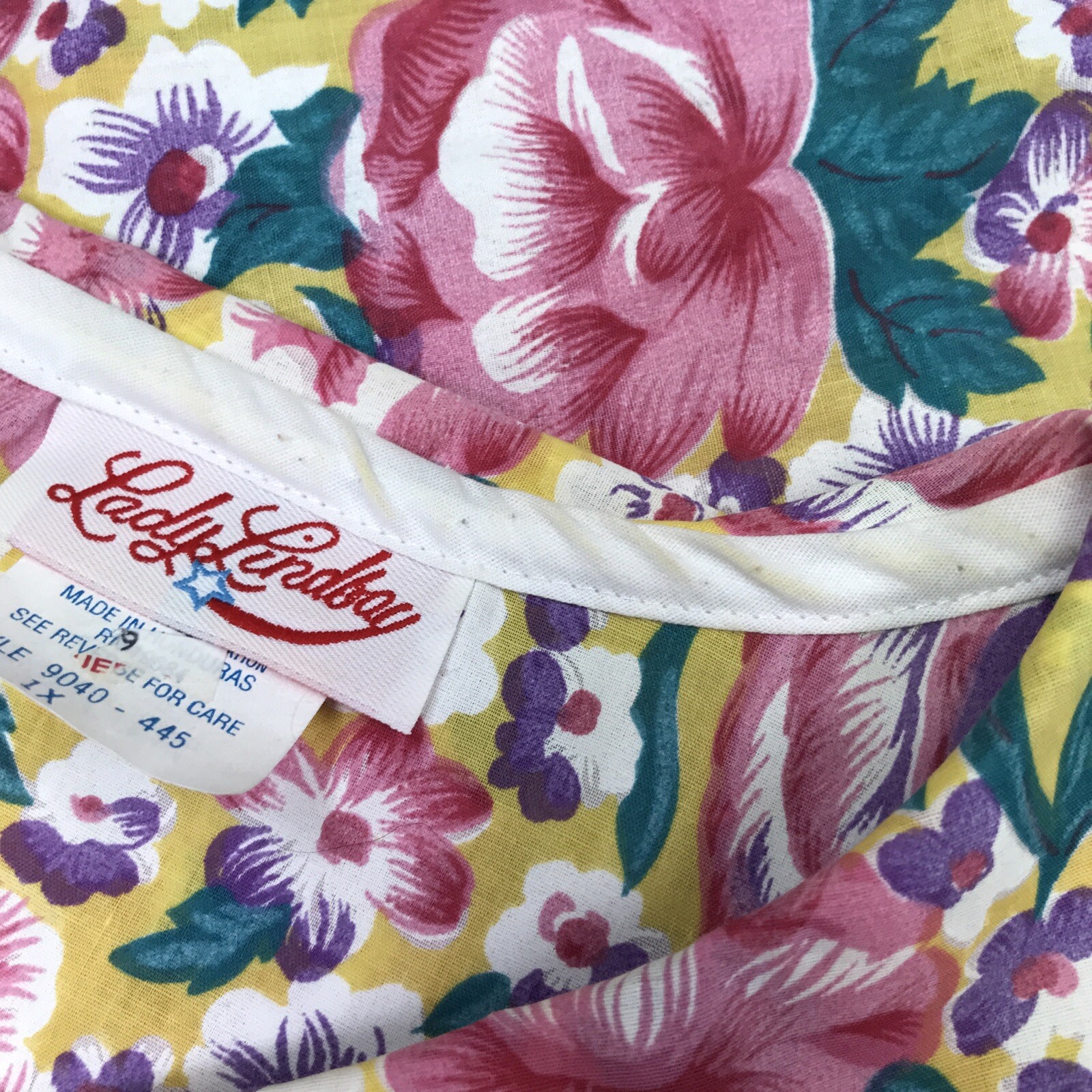 VINTAGE LADY LINDSAY Nightgown Sleeper Romantic Long Size 1X Pink Floral Pearl