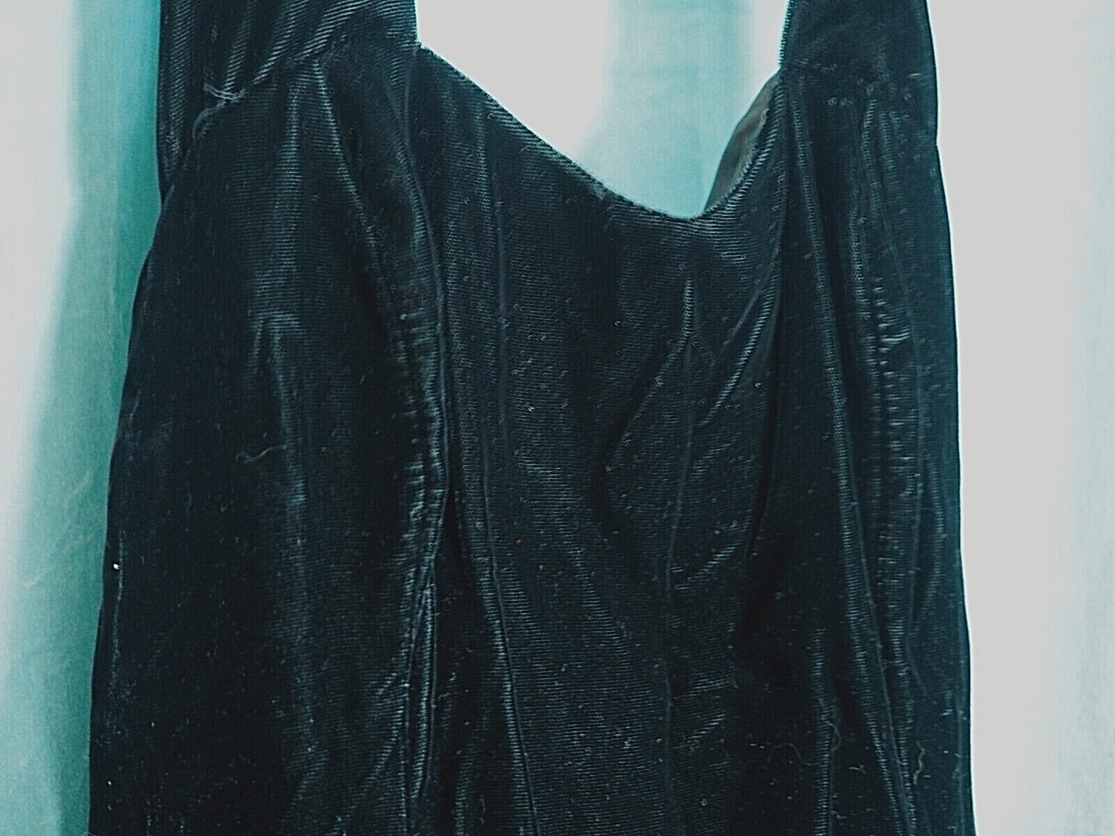 VTG 70s Positively Ellen USA Union Black Velvet Halter Open Back Mini Dress Sz 8