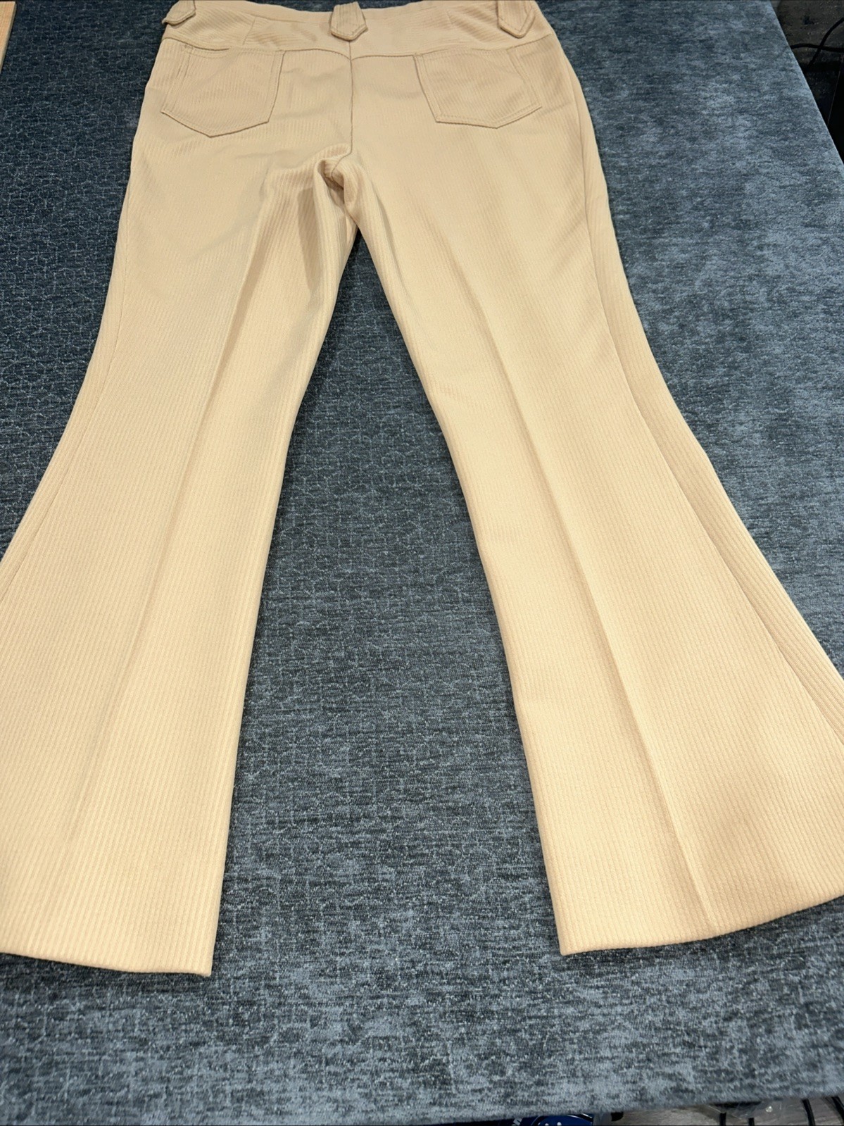 VTG Lasso Western Wear Pants 70s Tan/Beige Knit Flare Bell Bottom Cowgirl Rodeo