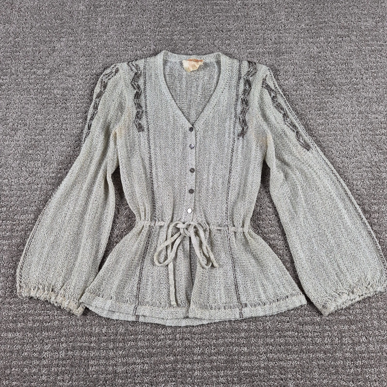 Vintage 1970s Mary Farrin Sweater (S) Lurex Metallic Knit Top Made In Malta