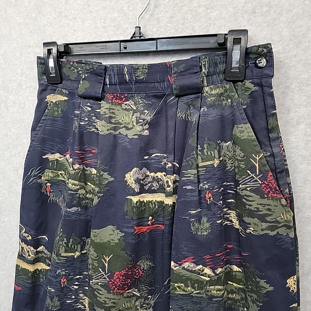 VTG 90s BUSHWACKER USA Maxi Skirt Navy Fishing Mountains Cottagecore Waist 24″